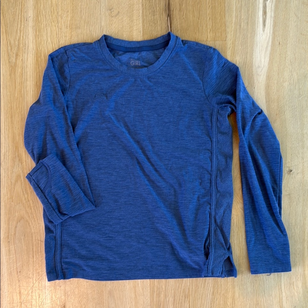 Athleta Blue Long Sleeve Tee Versatile Crew Neck